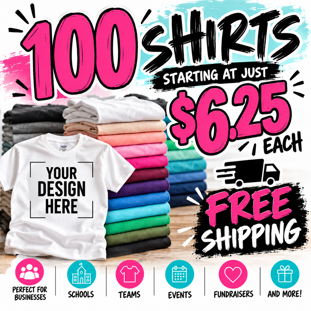 100 Shirts Starting at $6.25 - FREE SHIPPING