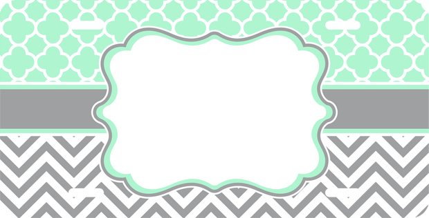 Teal and Grey Monogram License Plate