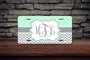 Teal and Grey Monogram License Plate